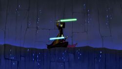 Luminara and Barriss fighting