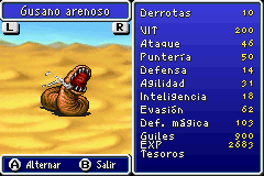 Estadisticas Gusano Arenoso