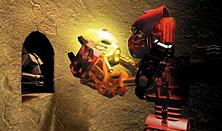 Toa Tahu discovers a gold Kanohi mask