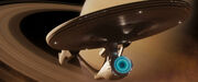 USS Enterprise (alternate reality) hides in Saturn's rings