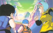 Bulma, Krilin y Gohan