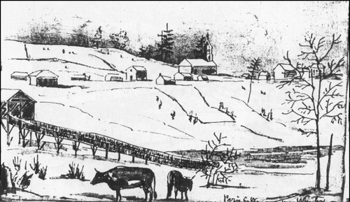 Paris toll bridge in 1842