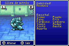 Estadisticas Golem de Mitrilo 2
