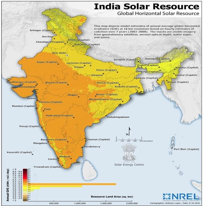 India Solar Resource map, 12-3-12