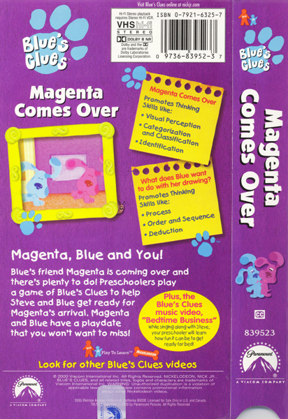 Blue S Clues Magenta Comes Over Vhs Nick Jr Nickelodeon | The Best Porn ...