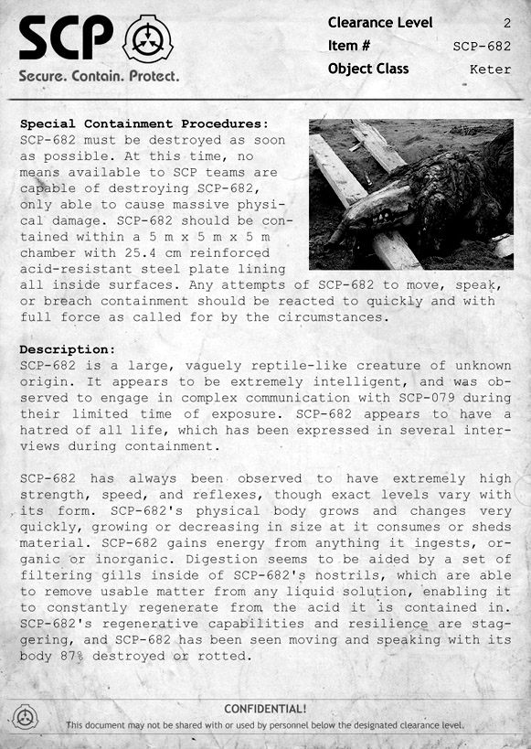 Image - SCP-682 Document.jpg - Villains Wiki - villains, bad guys ...